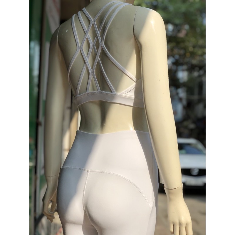 Bộ đồ tập yoga, gym, thể thao hiệu Yborn màu trắng