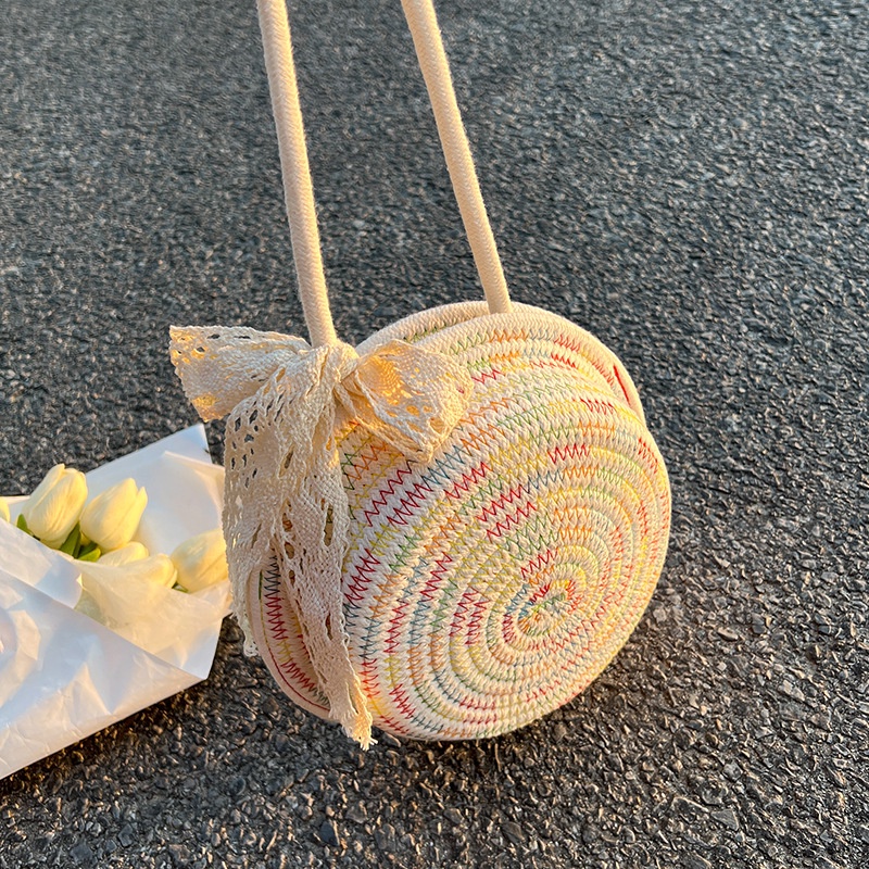 Túi cói Bằng Rơm Hình Tròn Thời Trang Dễ Phối Đồ Cho Nữ