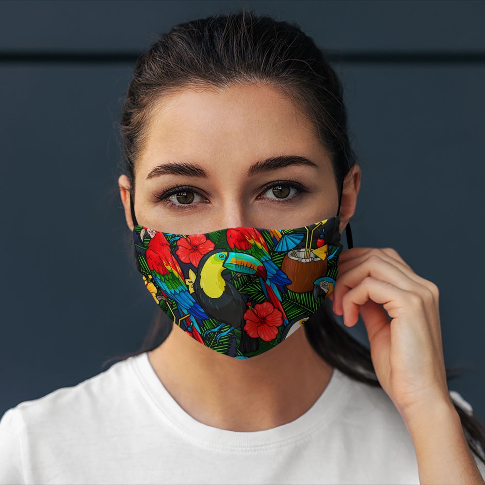 khẩu trang nam nữ chống nắng FLOWERS_1385 CARTWELL vải cotton 100%, kháng khuẩn, không đau tai, dễ thở cho nam nữ