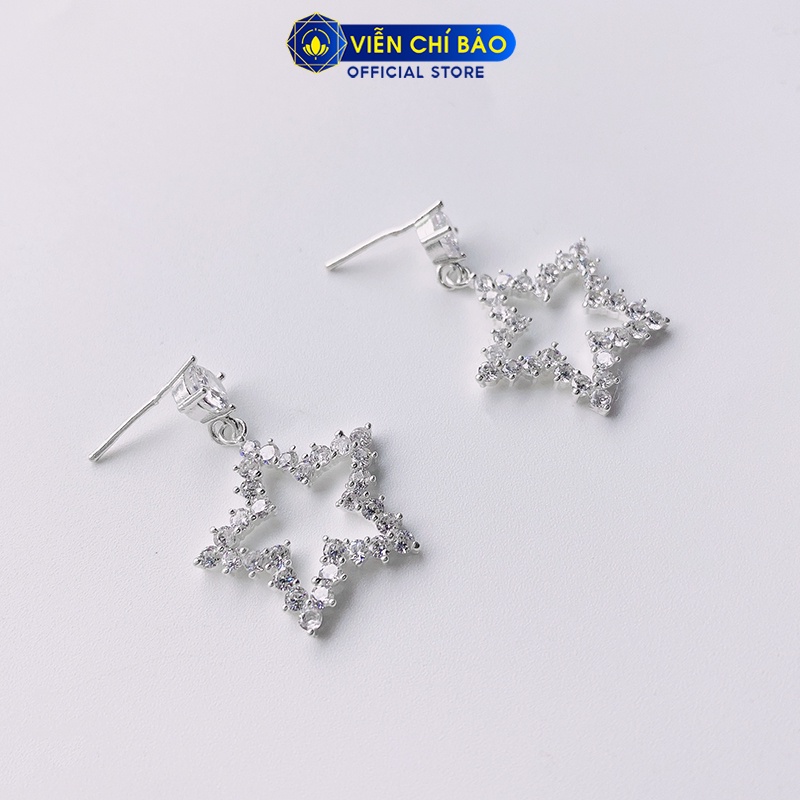 Bông tai bạc nữ ngôi sao đính đá trắng chất liệu S925 thời trang phụ kiện trang sức nữ Viễn Chí Bảo B400189