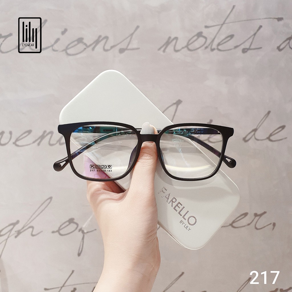 Gọng kính mắt nam nữ LILYEYEWEAR nhựa dẻo mắt vuông to đeo đi đường chống bụi màu sắc thời trang 217
