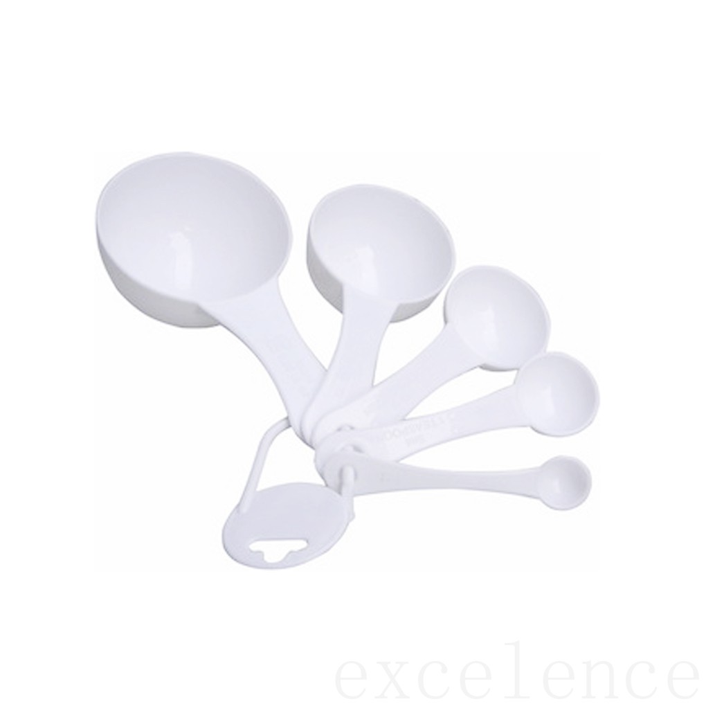 Bộ 5 Muỗng Đo Lường Bằng Nhựa Màu Trắng Thân Thiện Môi Trường