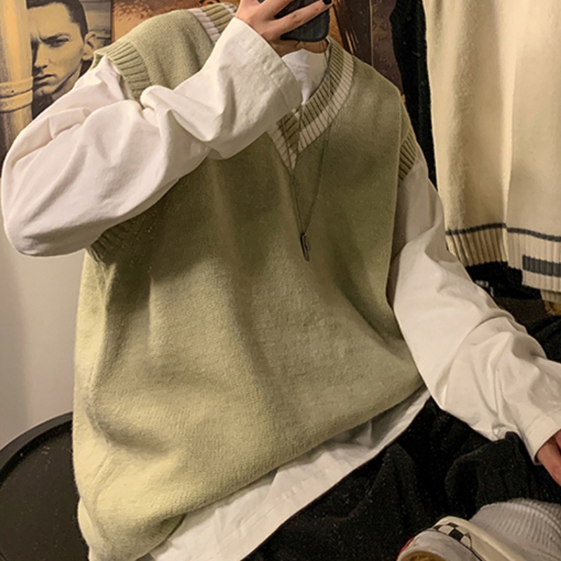 Áo len sát nách cổ chữ V thời trang dành cho cả nam và nữ | BigBuy360 - bigbuy360.vn