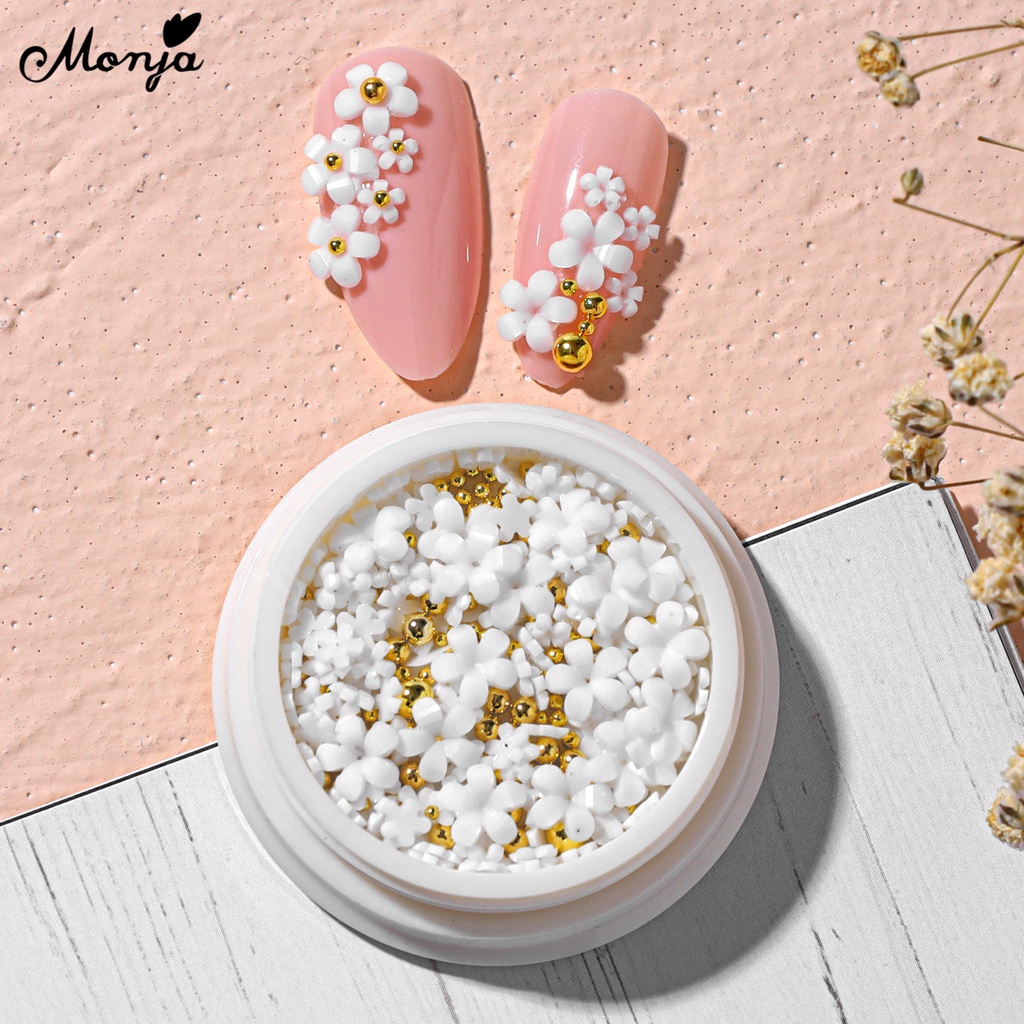 MONJA Hạt Đá 3D Nhiều Kích Thước Bằng Thép Acrylic Trang Trí Móng Tay Nghệ Thuật DIY