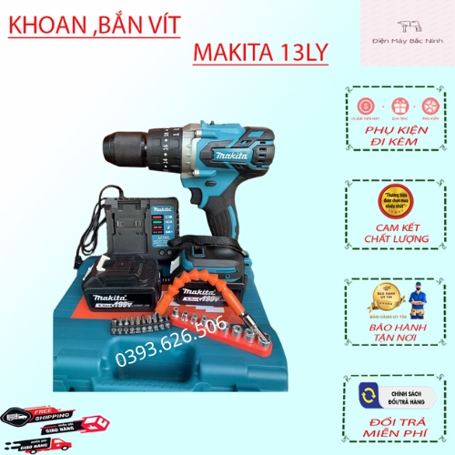 Máy Khoan Pin Makita 13 Ly 3 chức năng, khoan bắn vít,khoan tường khoan bê tông khoan gỗ.