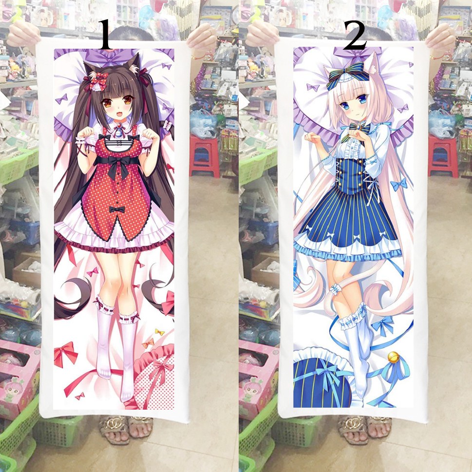 Gối ôm Gối ngủ Anime Chocola and vanilla có ruột bông 1mx40cm (Tặng 1 poster hoặc 1 huy hiệu)