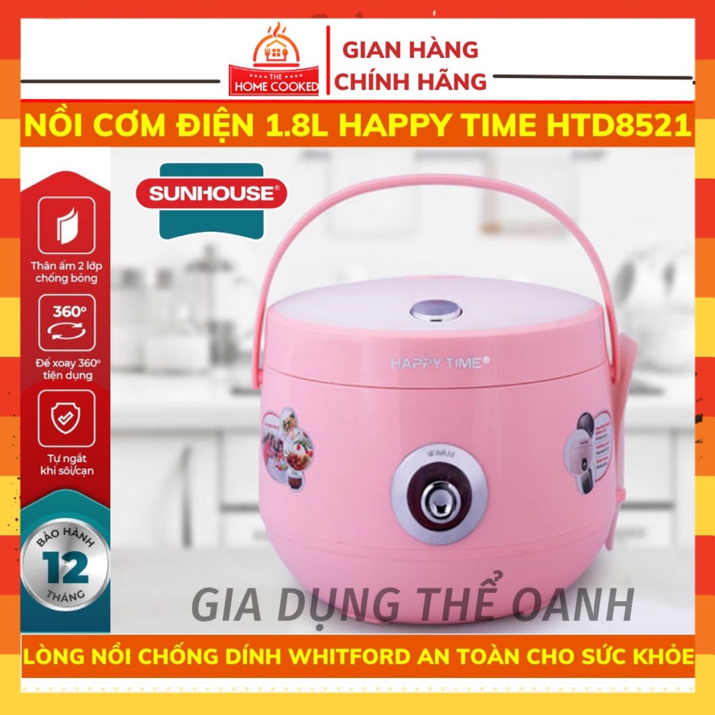 Nồi cơm điện SUNHOUSE HappyTime 1,2-1,8lít 8521 chống dính nấu cơm ngon