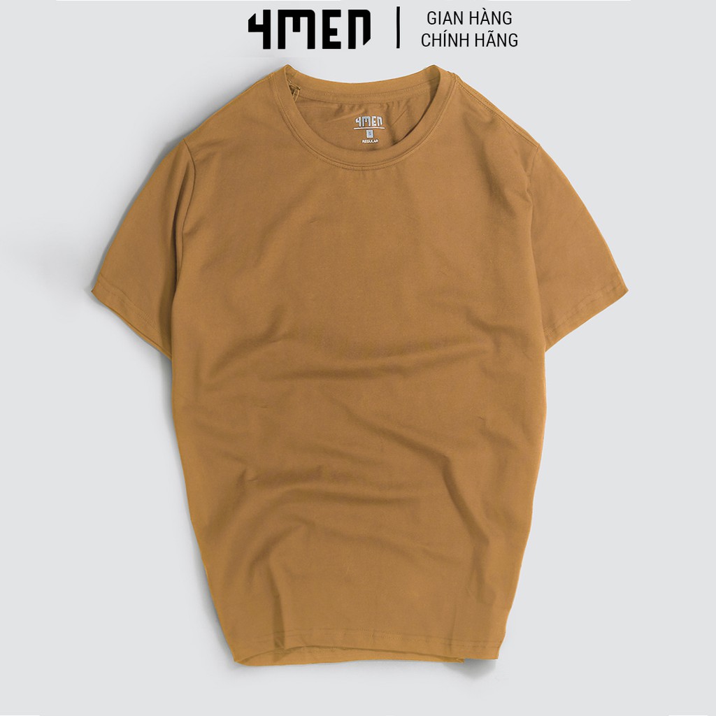 Áo thun nam trơn 4MEN AT051 cổ tròn, ngắn tay, form suông, vải cotton đẹp dày dặn, mềm mịn, co giãn, thoáng mát | BigBuy360 - bigbuy360.vn