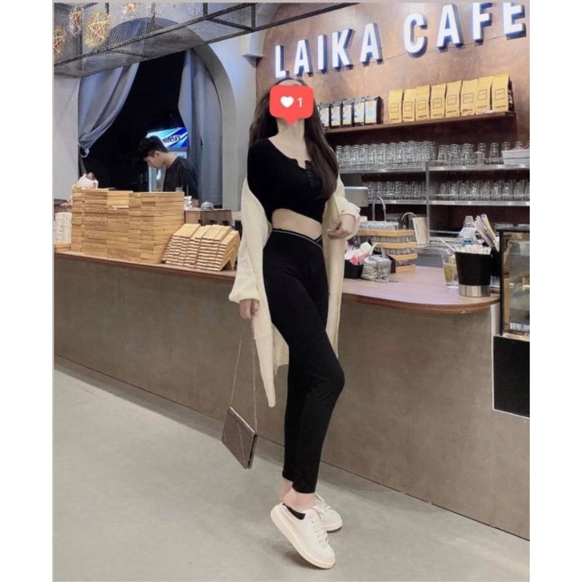 Quần legging gen bụng cạp viền hàng QC
