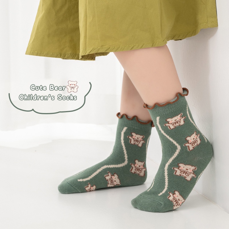 Set 5 đôi vớ công chúa KokoroCare HW-05 họa tiết hoạt hình dễ thương năm 2022 cho bé gái 1-8 tuổi