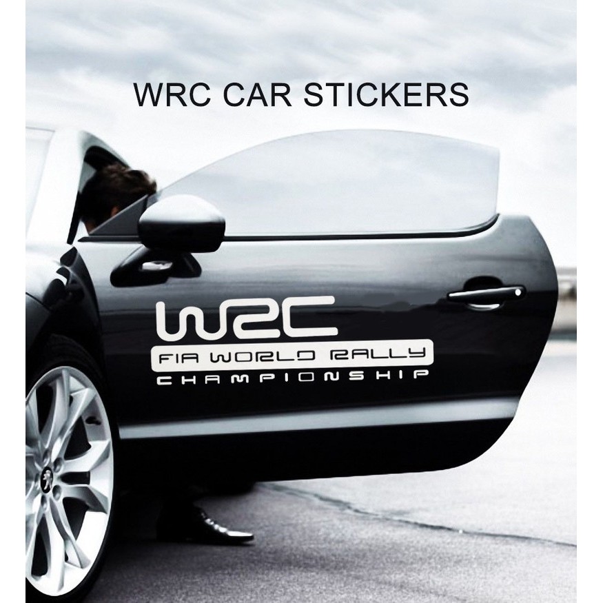 Bộ Decal dán cánh cửa ô tô W2C Championship - Tem dán cánh cửa ô tô - Màu Đen - decal WRC dán cánh cửa màu đen