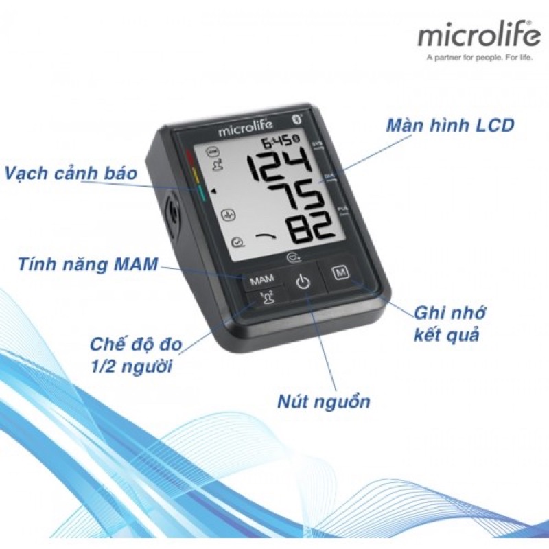 Máy đo huyết áp, máy đo huyết áp điện tử bắp tay MICROLIFE B3 BT BLUETOOTH trang bị công nghệ NAM thông minh MDHAMICB3