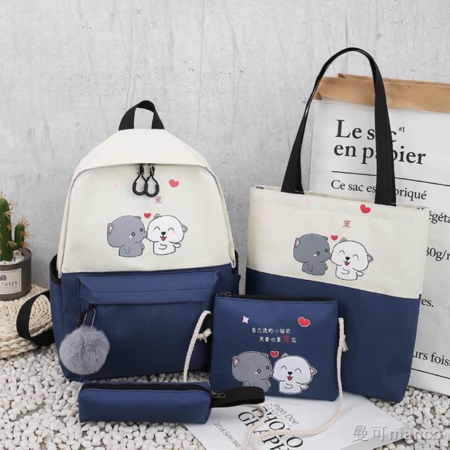 Balo Bộ 4 Món 2 Chú Chó Kiss Cực Cute ( size to)
