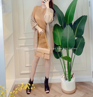 Áo khoác len lông thỏ dáng dài