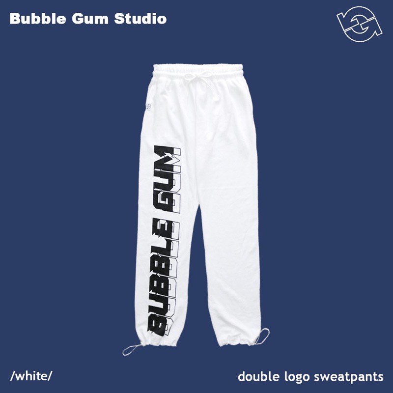 Quần nỉ dài Double logo - Bubble Gum