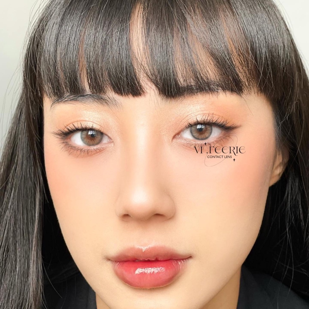 Lens , kính áp tròng vân tia viền xanh mix màu không cận và cận