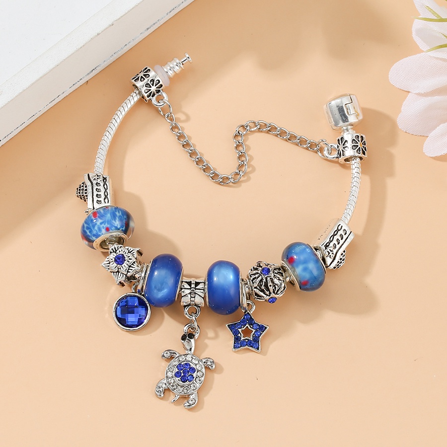 Dinglly pha lê xanh rùa vòng tay quyến rũ cho phụ nữ tàu ban đầu sao sóng nước hạt màu bạc vòng đeo tay trang sức