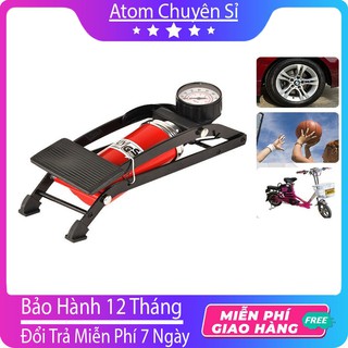 Bơm Đạp Chân Mini Tiện Dụng Bơm Oto, Xe Máy, Xe Đạp ..[ Có Đồng Hồ Đo Áp Xuất của Lốp Xe]