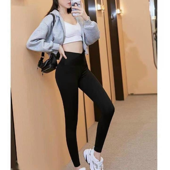 Legging Nữ Dài Cạp Chéo Cao không viền chất umi hàn cao cấp , Quần Dài Co Dãn Nâng Mông Giữ Nhiệt Co Giãn 4 Chiều