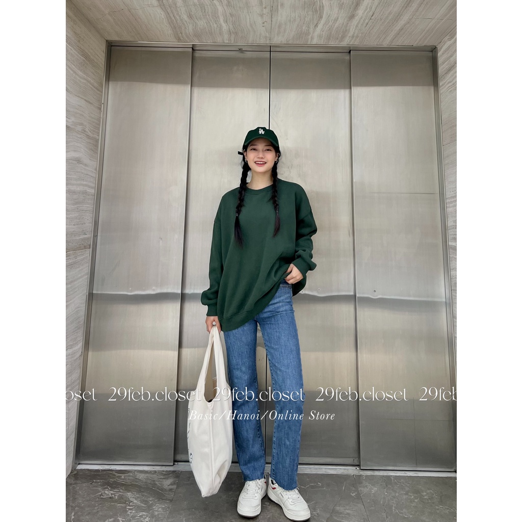 [Ảnh thật/Video] Áo sweater nỉ bông trơn dáng rộng - 29feb.closet - A99