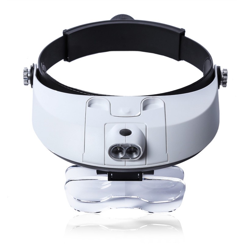 Kính Lúp Đội Đầu Có Thể Tháo Rời Với 2 Đèn LED Với Lens Với 5 Thấu Kính Thay Thế