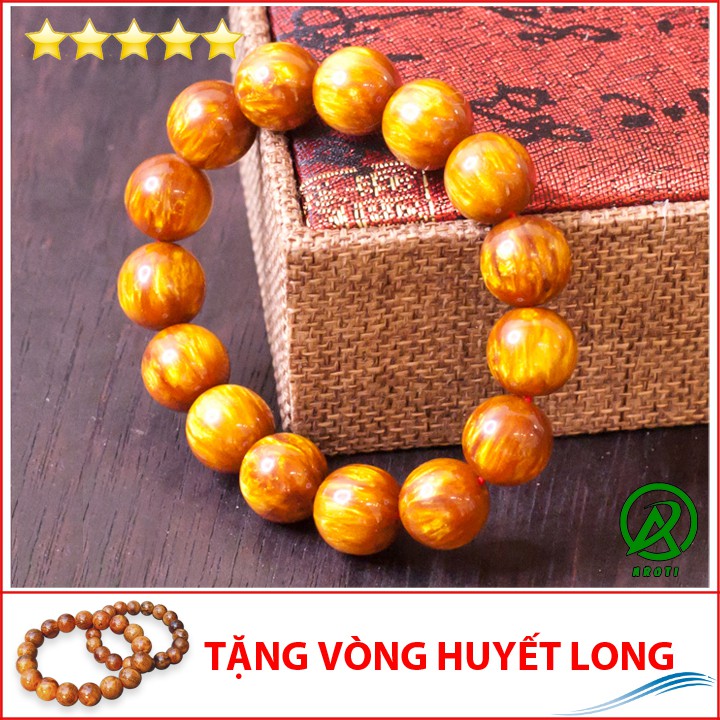 Vòng phong thủy gỗ hải liễu 12 ly - Hợp mệnh Kim - Thủy - Mộc V204-12(HL)- Kèm Vòng Gỗ Huyết Long