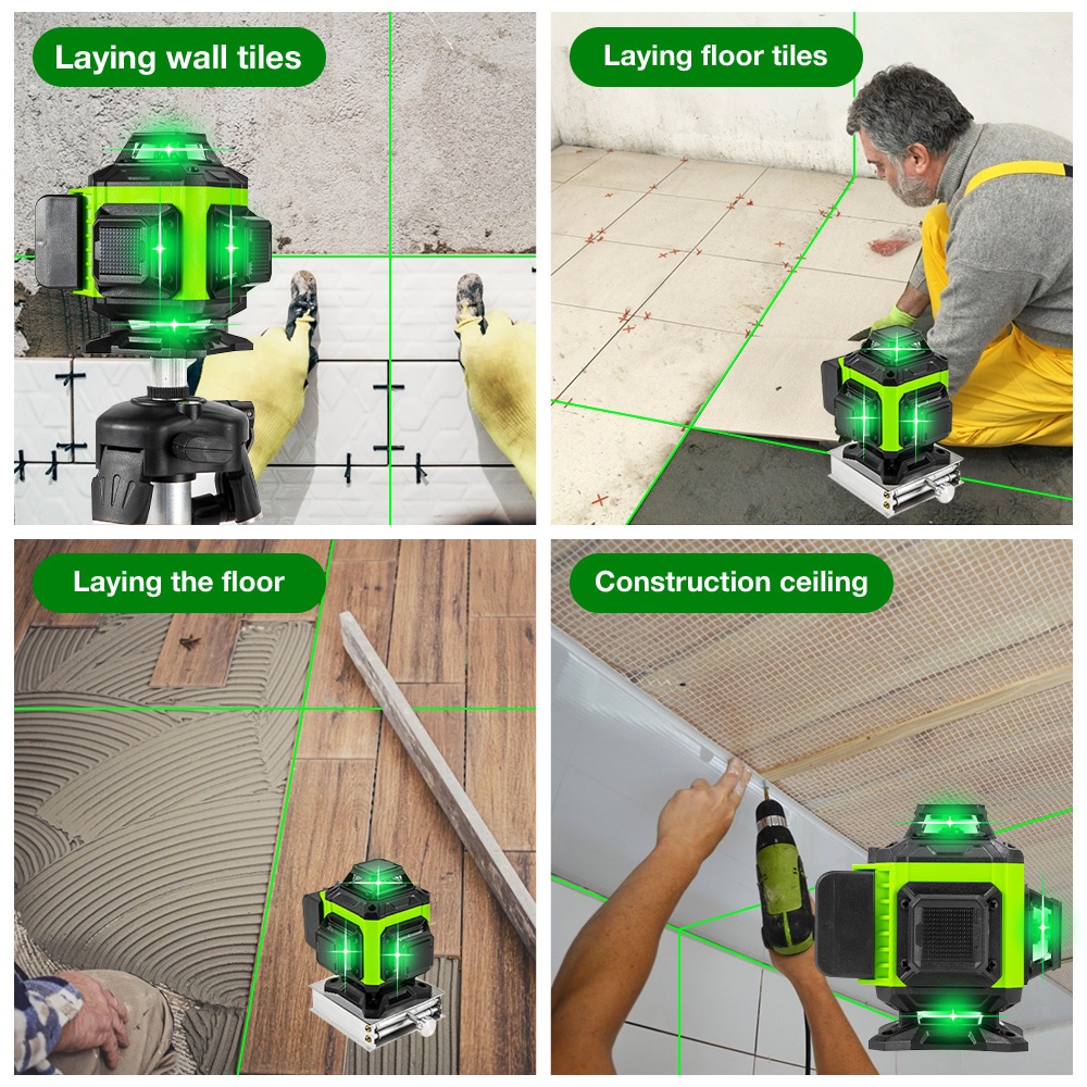 Máy Đo Bằng Tia Laser 4D 16 Dòng Màu Xanh Lá Cây Cầm