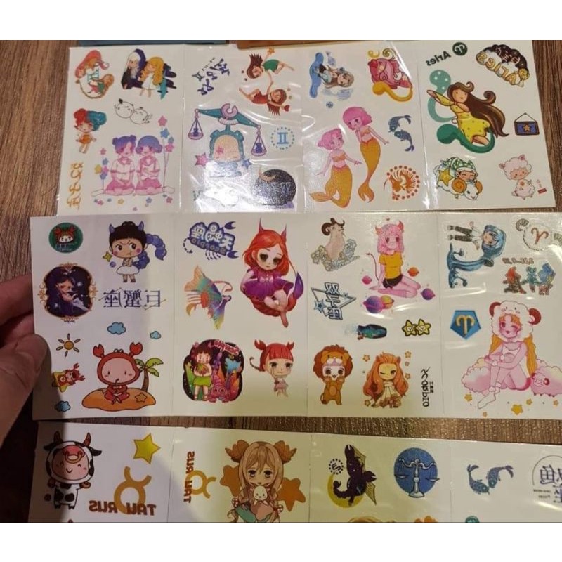 Hình xăm dán 12 cung hoàng đạo có màu-tatoo sticker- mẫu ngẫu nhiên