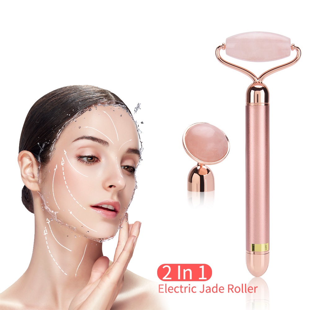 Cây Lăn Điện 2 Trong 1 Tự Nhiên Rung Mát Xa Mặt