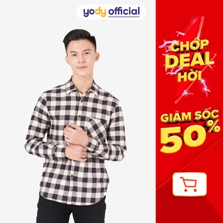 Áo sơ mi nam YODY có túi ngực họa tiết kẻ caro basic trẻ trung - SMM4081