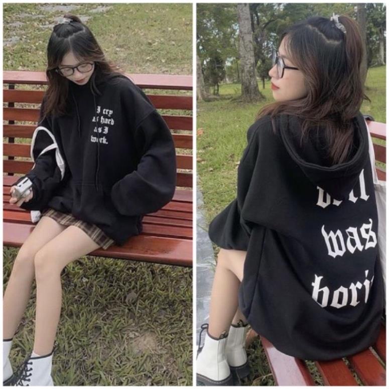 Áo Nỉ Hoodies Mũ Bell Mas Boring Unisex Form Rộng Nam Nữ HotHit(Hàng Sẵn)