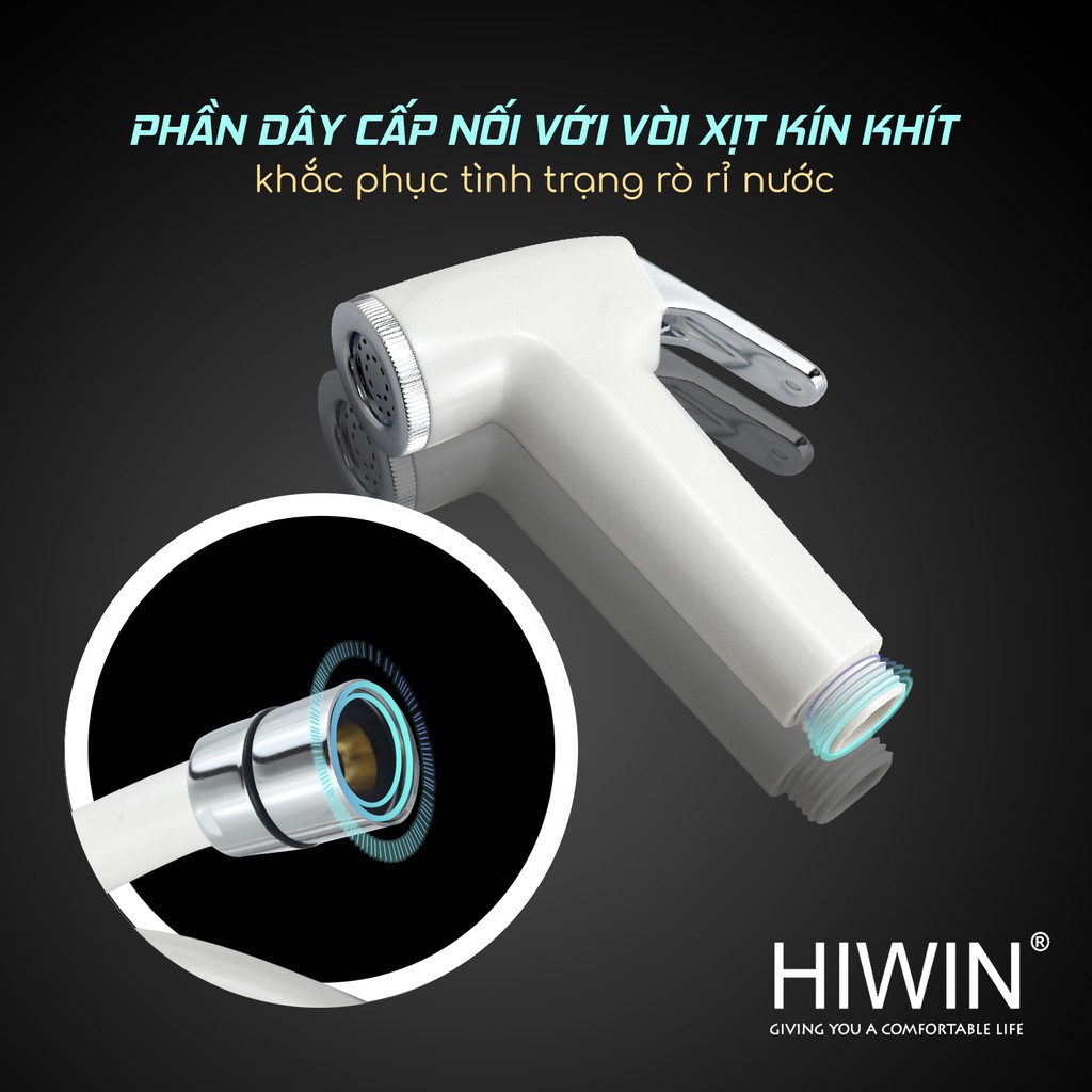 Vòi xịt vệ sinh đa năng Hiwin PJF-301 nhựa ABS trắng sứ cao cấp