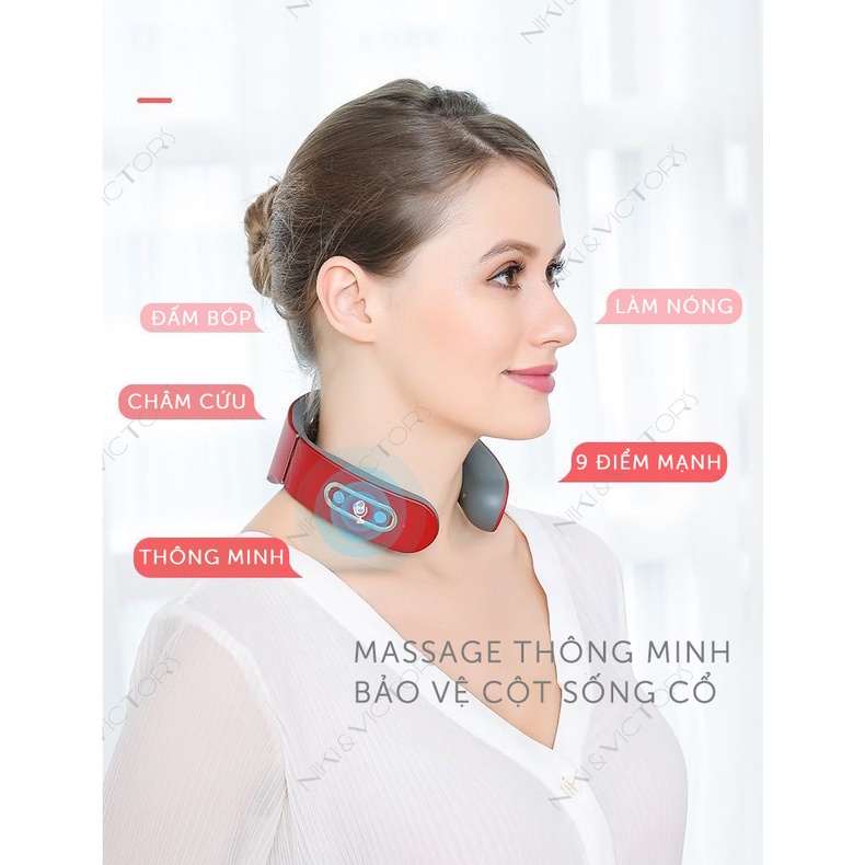 [HCM]Máy Massage Cổ Gáy Xung Điện 4 Điện Cực 6 Chế Độ Massage Cổ Giảm Đau Nhức Sạc Pin