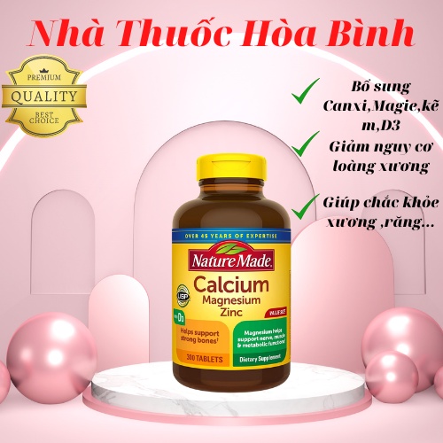 Viên Uống Canxi, Magie và Kẽm Ngừa Loãng Xương Calcium Magnesium Zinc With Vitamin D3 Nature Made 300 viên-Hàng mới