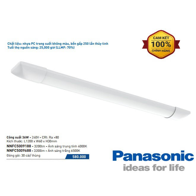 Đèn LED Downlight Bán Nguyệt (KB Batten) 36W Panasonic NNFC5009188, NNFC5009688