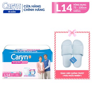 Tã Bỉm Quần Người Lớn Caryn Mỏng Nhẹ Chống Tràn Size L - 14 Miếng Tặng 1 Đôi Dép Chống Trượt