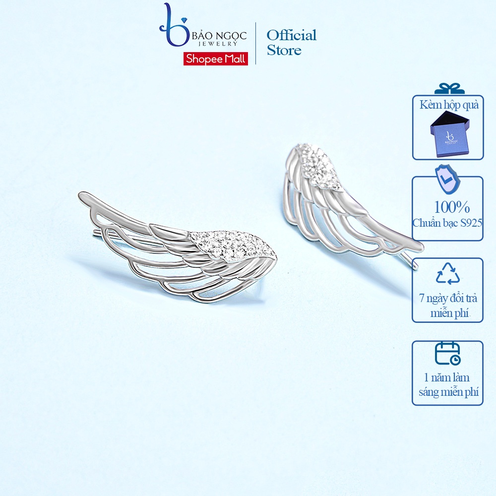 Khuyên Tai Bạc Cá Tính cho Nữ Hình Cánh chim B2429 - Bảo Ngọc Jewelry