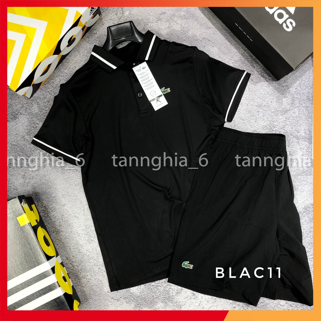 Bộ thể thao cổ bẻ nam chất thun lạnh co dãn 4 chiều XUẤT DƯ BLAC11 trắng