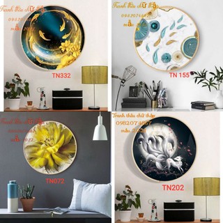 Tranh thêu chữ thập chỉ lụa hoa kim sắc, cá kim sắc cửu vĩ hồ