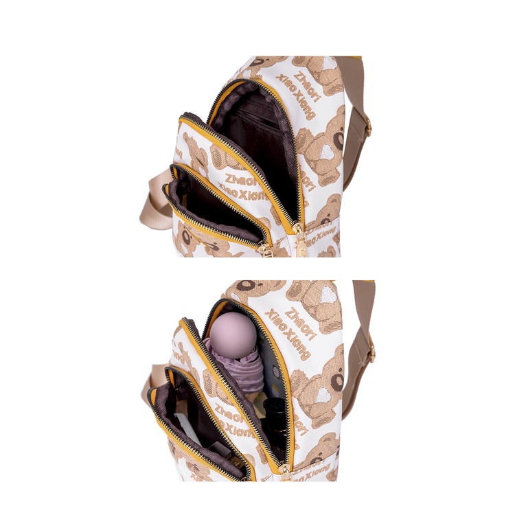 Túi Đeo Chéo Ngực Thiết Kế Hình Gấu Nhỏ Dễ Thương Giản Dị