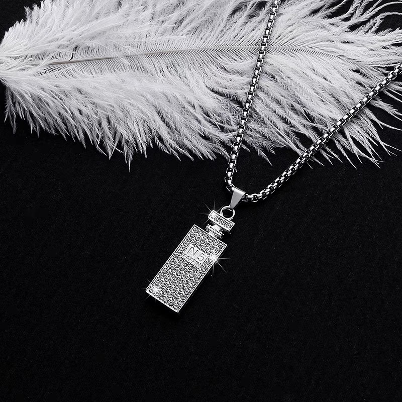 Vòng cổ Mặt Hình Bình Nước Hoa Đính Đá Pha Lê Thanh Lịch Thời Trang Cho Nữ