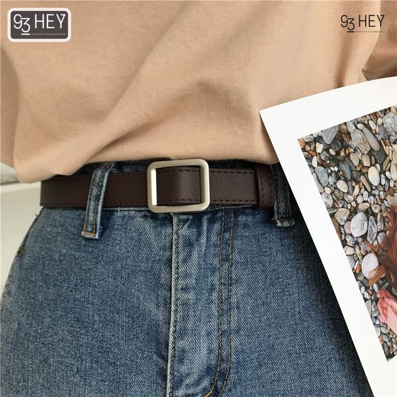 Thắt lưng nữ không lỗ khóa vuông 93HEY thắt lưng đơn giản thời trang hottrend 2022 TL02