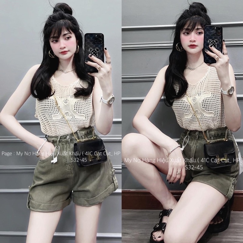 Áo Ba Lỗ Len Đan Móc Sợi C ê l i n e chuẩn form Quảng châu Loại một