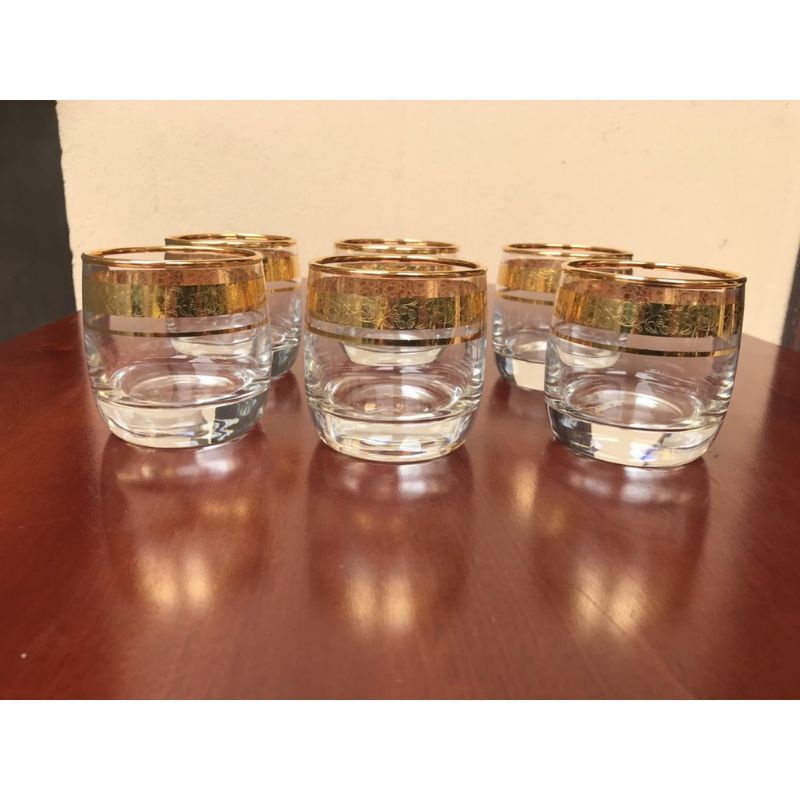Bộ 6 cốc thủy tinh khảm vàng cao cấp