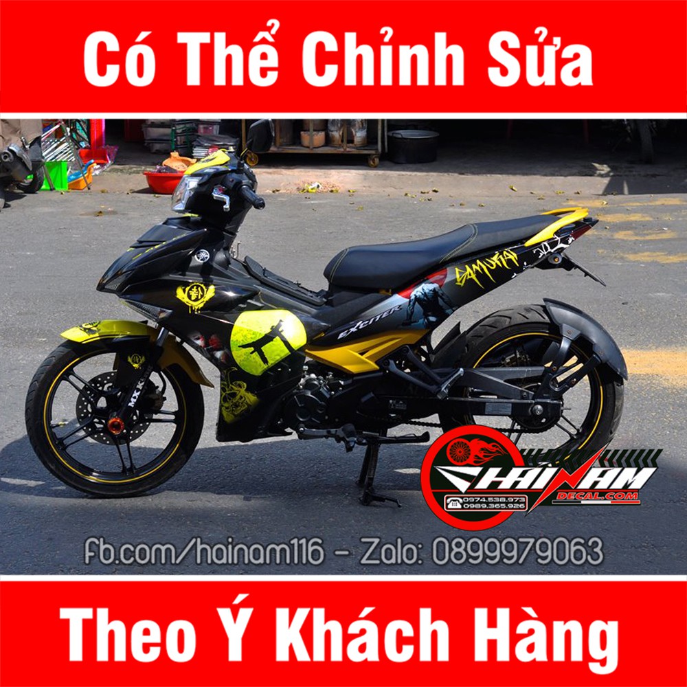 Tem Trùm Exciter 150 Đen Vàng Samurai