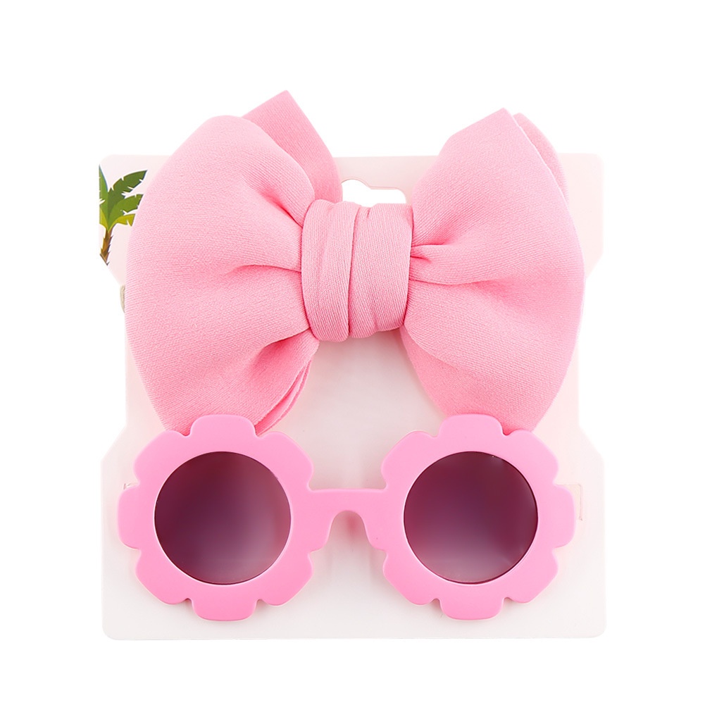 (Bán Buôn Sỉ) Set kính mát kèm băng đô bờm tóc hình nơ cực dễ thương cho bé yêu