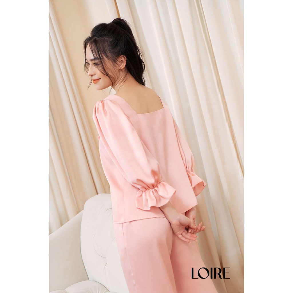 Bộ Đồ Ngủ Lụa Cổ Vuông Tay Bo Điệu Đà Lapi LPD08