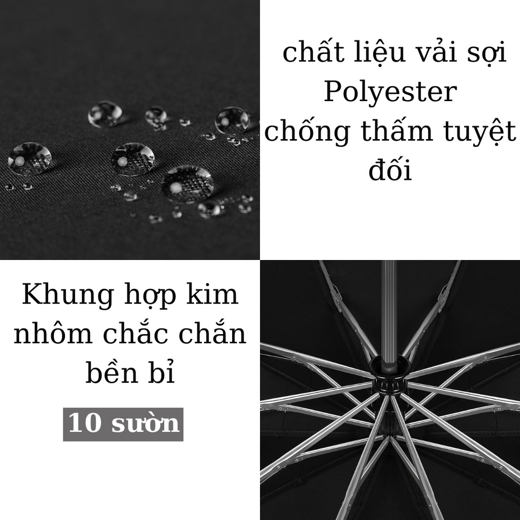 [Combo 10 khẩu trang cao cấp cho] Ô dù gấp gọn tự động 2 chiều có đèn led đi đêm  rộng 106cm - dù che