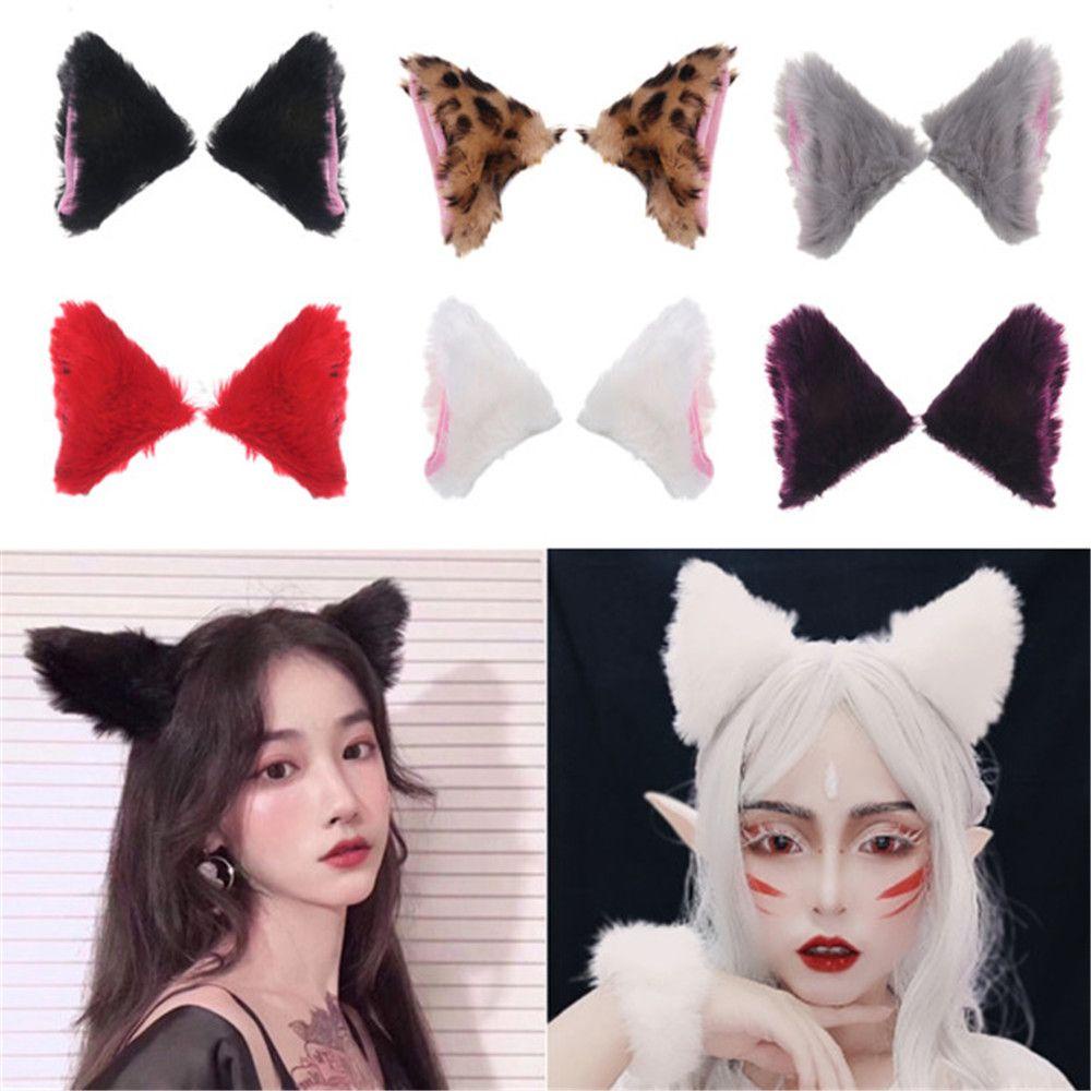 ESPO 1 Cặp Kẹp Tóc Tai Mèo Bằng Lông Nhung Thời Trang Tiệc Cosplay