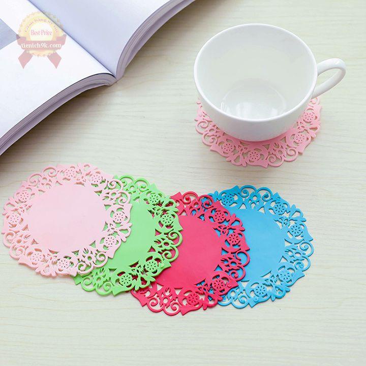 Lót Ly sillicon mẫu Hoa Văn Nhiều Màu (10 cm) Store4girls
